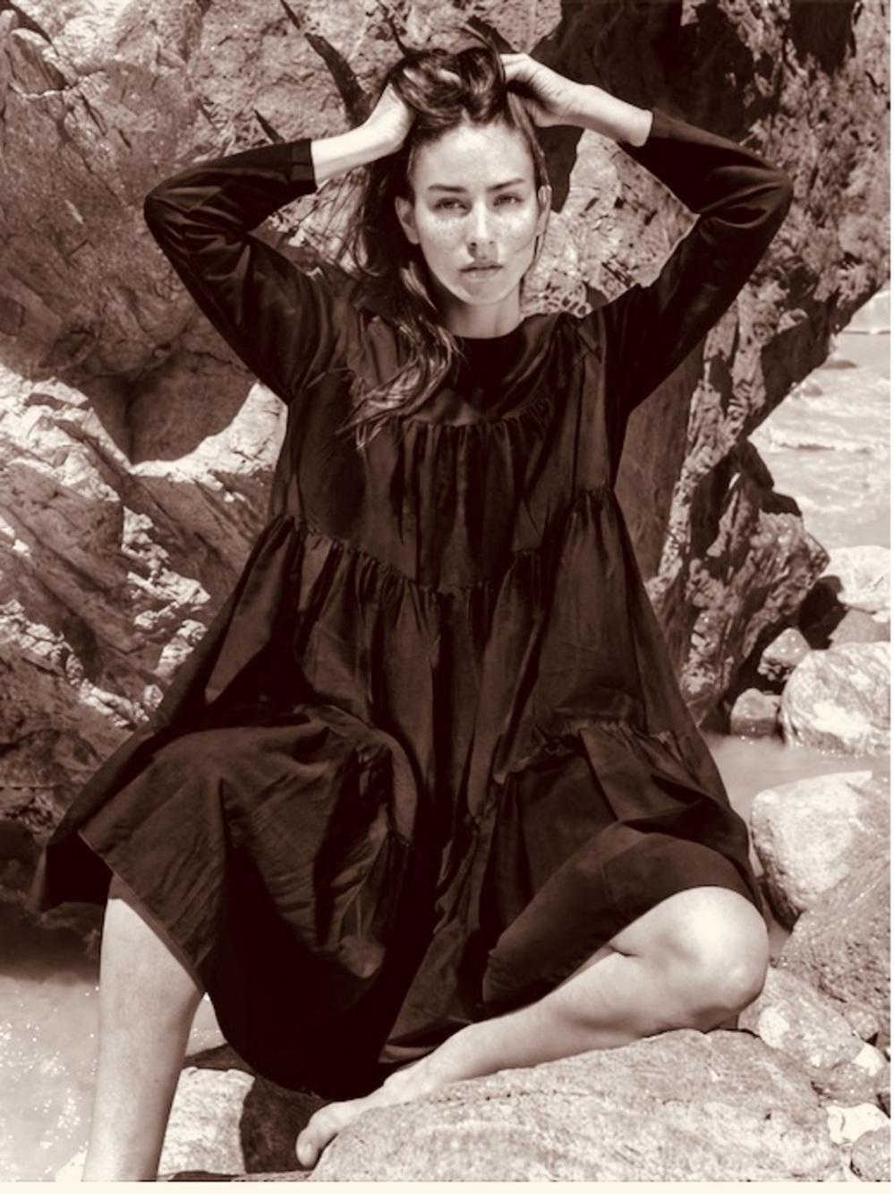 Azi.Land Sasha Dress Lightweight Cotton Tiered Size M/L